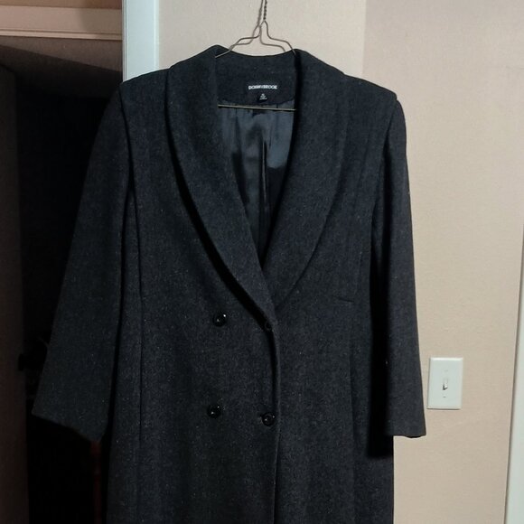 Donnybrook Women Full Length Wool Overcoat Size 12 Black Gray - Picture 1 of 16